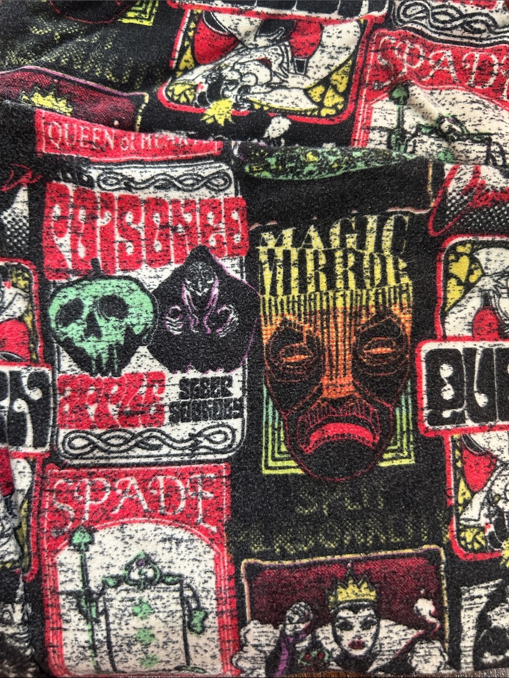 LuLaRoe Disney Villain Black Multicolor Leggings with Red, Green, Yellow Accents